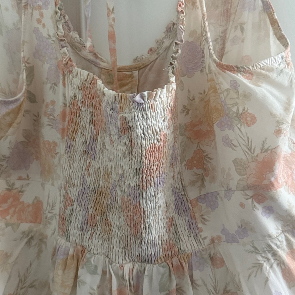 Torrid Floral Tie-Back Peplum Tank Top - Cream & Pastel - Picture 6 of 6